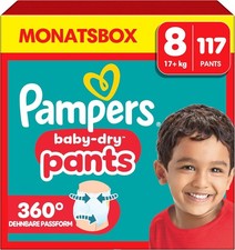 Pampers Nappies Pants Size 8 (19 kg+) Baby-Dry, Monthly Box, Nappy 360° Fit