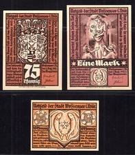 4665/ Notgeld – Stadt Weissensee in Thüringen – drei Scheine – kassenfrisch