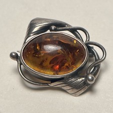 Brosche Silber 925 Bernstein