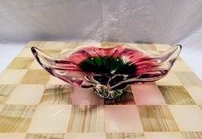 Josef Hospodka Schale pink und grün, Chribska Bohemia Crystal, tschechische Glas