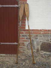 2 alte Bundeswehr Stechpaddel DSB Holz Paddel Kanupaddel teilbar 2m ( Set 1xr)