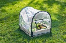 Anzucht-Beet  Metallbogen-Gestell  Solider Holzrahmen 70 x 50 x 53 cm Gartenbeet