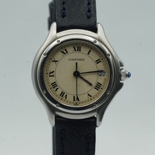 CARTIER PANTHERE COUGAR 987906 STAHL VINTAGE SCHÖN 25MM + PAPIERE CA175