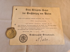 Verdienstmedallie Baden mit Urkunde von 1918