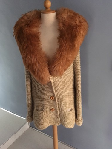 Wolljacke mit echtpelzkragen - wolljacke,