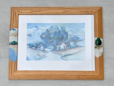 Bild  Kunstdruck Barbara Design bemalter Holzrahmen