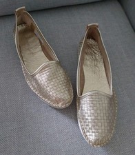 Andrea Conti Damen Schuhe Slipper Slip-On aus Leder Gold Gr. 39 NEU NP 79,90 