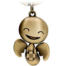 Schutzengel Schlüsselanhänger "Happy" mit Kleeblatt, Glücksbringer Viel Glück 