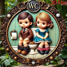 Blechschild rund Toilette WC