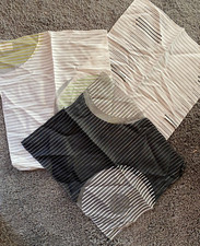 Stoffrest Gardinenstoff 3 Stücke schwarz-grün-weiß 47 x 38 cm