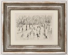 Max Liebermann, Eislauf, Original-Radierung, 1923, gerahmt