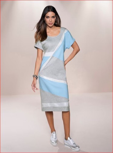 Jerseykleid grau damen - grau,