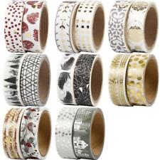 2 x Matt Papier Washi Band Rollen Verschiedene Design Weihnachtsdekorationen Handwerk 4m