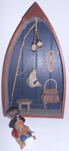 Holz deko ruderboot 17x5xh30cm - holz,