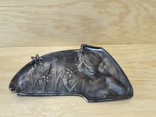 Jugendstil versilberte Schale Zierschale mit Frauenporträt und Narzissen Motiv