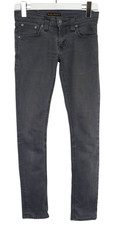 NUDIE Enges Long John Moog Graue Jeans Damen W26/L32 Skinny Fit Stretch