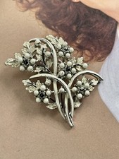 Vintage Brosche Alt Schmuck Grosse Emaillierte Nachlasse Weiss Coro? Emaille