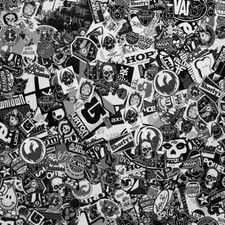 Sticker bomb Schwarzweiß