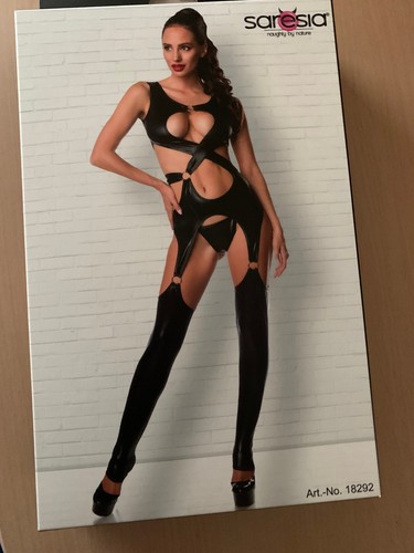 Sexy schwarzes wetlook set - sexy,