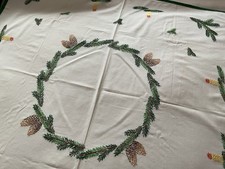 Alte Weihnachts-Decke m. 6 Servietten, eingef. Rand, ca.118 x 126 cm, Handarbeit