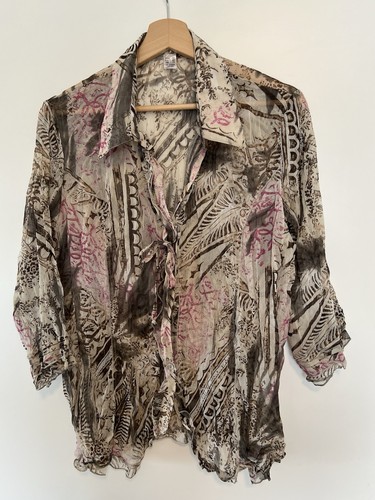 Chiffon damenbluse bunt 3 4 - chiffon-damenbluse,, bunt,