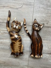 2 Deko Katzen aus Holz * ca 30 cm * Holzkatzen