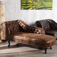 Design Chesterfield Récamière 170cm antik braun Polsterliege Chaiselounge