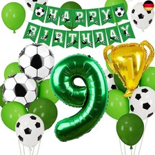 Fußball Luftballon 9. Geburtstag, Fussball Deko Geburtstag Kinder 9 Jahre, 