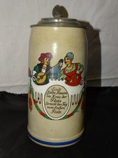 MASSKRUG  - SPRUCHKRUG MIT ZINNDECKEL