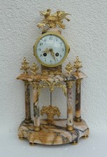 französische Portaluhr, antike Tischuhr, Kaminuhr, Säulenuhr, Japy Freres, Vogel