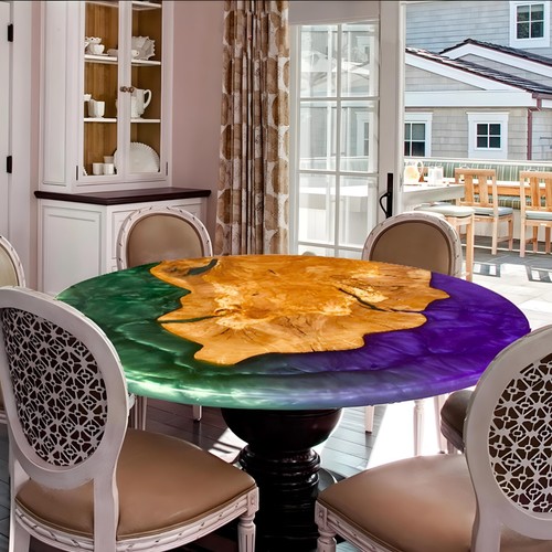 Custom wood epoxy river - epoxy, table