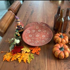 Herbstdeko, Halloween, Kürbisse, 2 Platten, Glasflaschen Teelichthalter