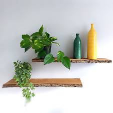 Wandregal Eiche Schwebend Regalbrett Küchenregal Bücherregal mit Rinde Wandboard