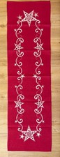 ?Tischläufer Tischband Weihnachten 40X140 rot Sterne Stickerei Leinenoptik ?
