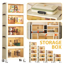 Tragbarer Schrank Faltbare Aufbewahrungsbox Transparente Lagerbox mit Rollen