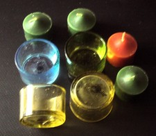 4 bunte Teelichthalter aus Glas mit Kerzen super schön