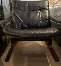 Vintage Siesta-Sessel aus schwarz Leder von Ingmar Relling für Westnofa Norwegen