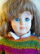 Mädchenpuppe Vinyl - 70er Jahre Vintage -  Original Strickkleid