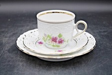 Alt Mitterteich Sammelgedeck Tasse UT Teller Goldrand Durchbruch Porzellan Blume