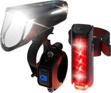 FISCHER Fahrrad LED-Akku Beleuchtungs-Set Twin Stop 100 Lux,  50685