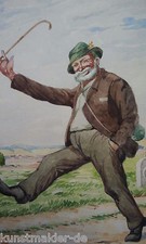 Original Aquarell 1940er Jahre - Landstreicher nach Otto Quante - Der Unentwegte