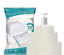 12 Vakuum Aufbewahrungsbeutel Platzsparend Reise Luftdicht Beutel Bettwäschtuch 1 Handpumpe