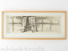 Holger Kerkhoff Radierung alte Scheune Scheunentor Kotton signiert limit. gerahm