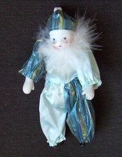 Harlekin Puppe Clown venezianisch Pierrot hellblau