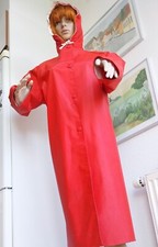 Rot Friesennerz PVC Mantel Ölzeug Rubber Gummi Raincoat Oilskin Gummimante viny