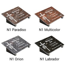 Grabplatte mit Gravur BUNTGRANIT, Wählmotiv, Grabstein für 1-2 Pers., Urnengrab