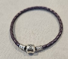 Retired Authentisch Pandora Violett Leder / Silberarmband Klein 6.9 "/ 17.5 CM