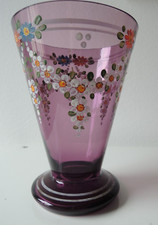 Vase Glas Blumen Hand Bemalung