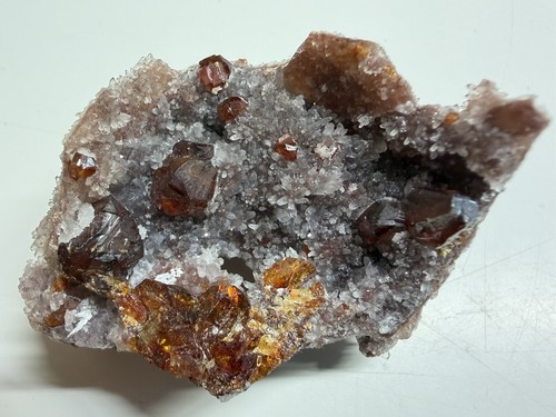 Spessartin auf rauchquarz - rauchquarz, –