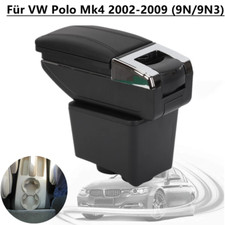 Für VW Polo 2002-2009 9N/9N3 Mittelkonsole Leder Schwarz Passform Armlehne DHL